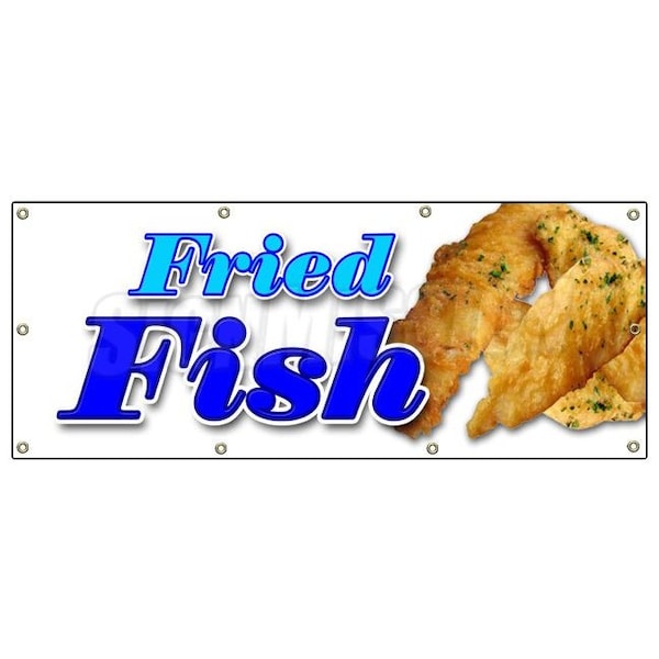 Signmission FRIED FISH BANNER SIGN fry fish deep seafood sea food fresh batter - B-96 FRIED FISH