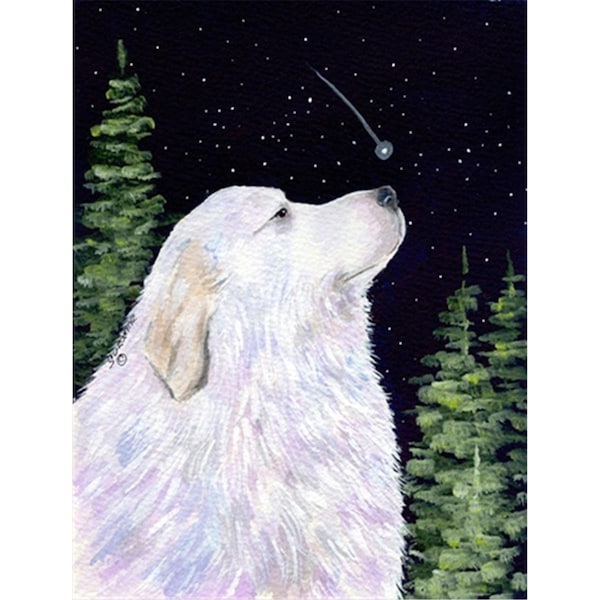 Carolines Treasures Starry Night Great Pyrenees Canvas Flag - House Size- 28 x 40 in. - SS8470CHF