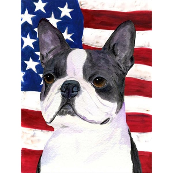Patioplus 11 x 15 in. USA American Flag with Boston Terrier Garden Size Flag - PA719351
