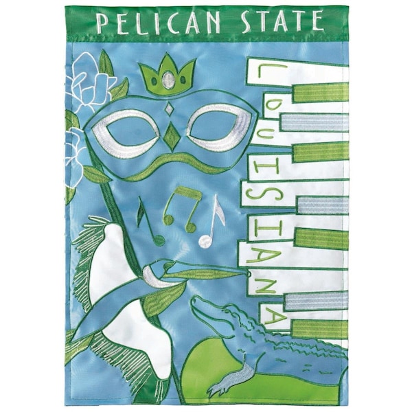 Dicksons 13 x 18 in Flag Double Applique Louisiana Pelican Polyester Garden - M010111
