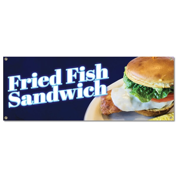 Signmission Fried Fish Sandwich, 18 Inch, Banner - B-30379