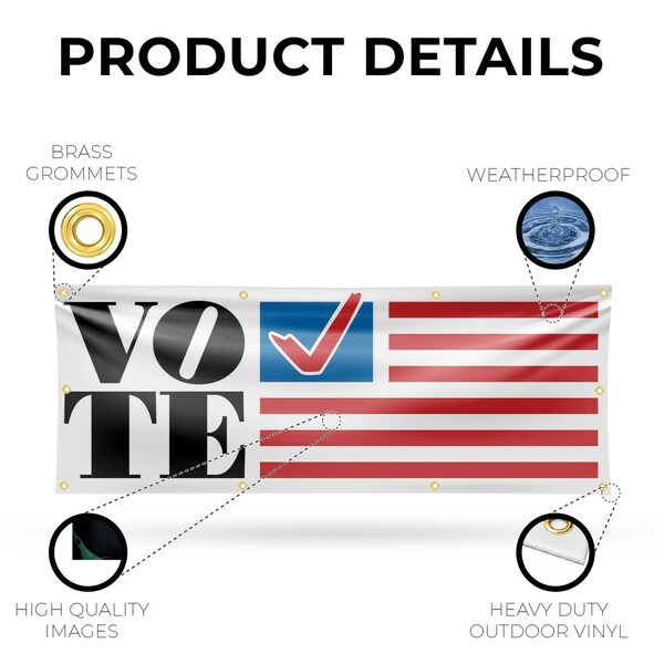 Signmission Vote, 36 Inch x 96 Inch, Vinyl Banner - B-96-30918