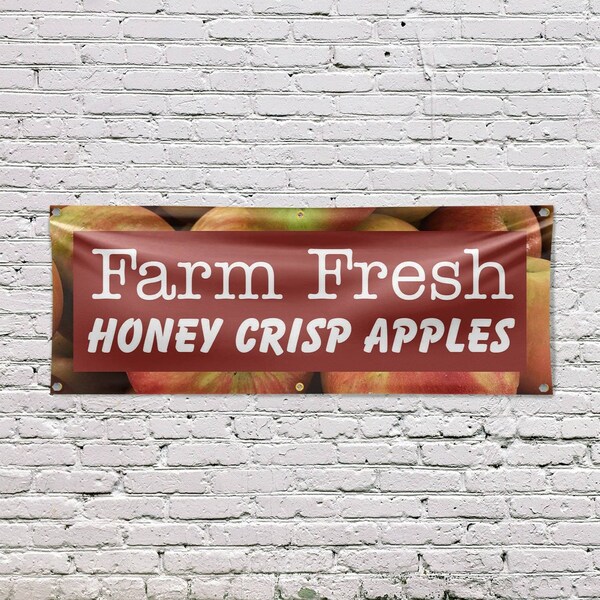 Signmission Farm Fresh Honey Crisp Apples, 24 Inch x 72 Inch, Vinyl Banner - B-72-30596