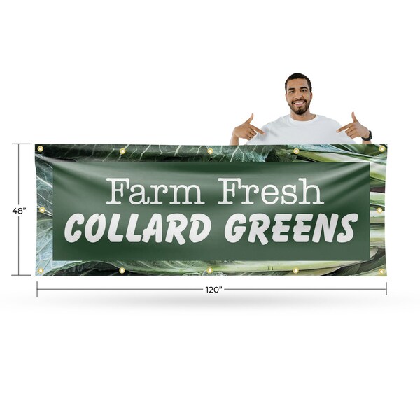 Signmission Farm Fresh Collard Greens, 48 Inch x 120 Inch, Vinyl Banner - B-120-30588