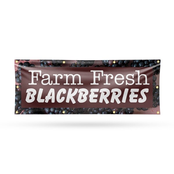 Signmission Farm Fresh Blackberries, 36 Inch x 96 Inch, Vinyl Banner - B-96-30579
