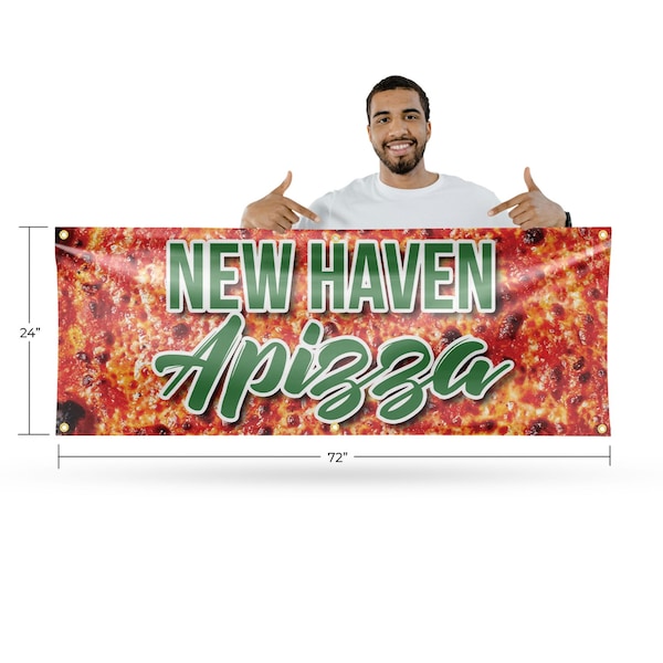 Signmission New Haven Apizza, 24 Inch x 72 Inch, Vinyl Banner - B-72-30752