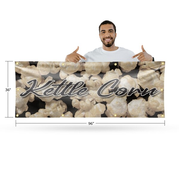 Signmission Kettle Corn, 36 Inch x 96 Inch, Vinyl Banner - B-96-30717