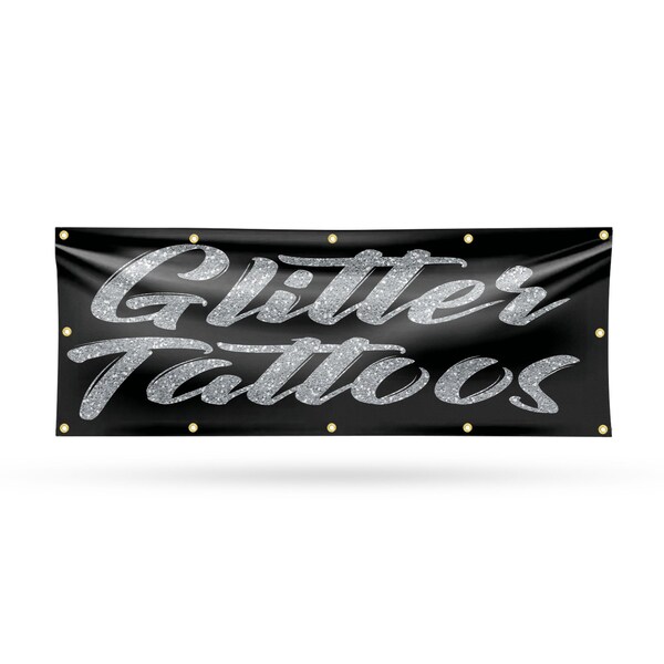 Signmission Glitter Tattoos, 48 Inch x 120 Inch, Vinyl Banner - B-120-30670