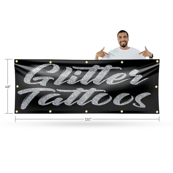 Signmission Glitter Tattoos, 48 Inch x 120 Inch, Vinyl Banner - B-120-30670