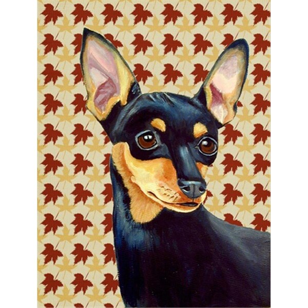 Carolines Treasures 11 x 15 In. Min Pin Fall Leaves Portrait Flag- Garden Size - LH9110GF
