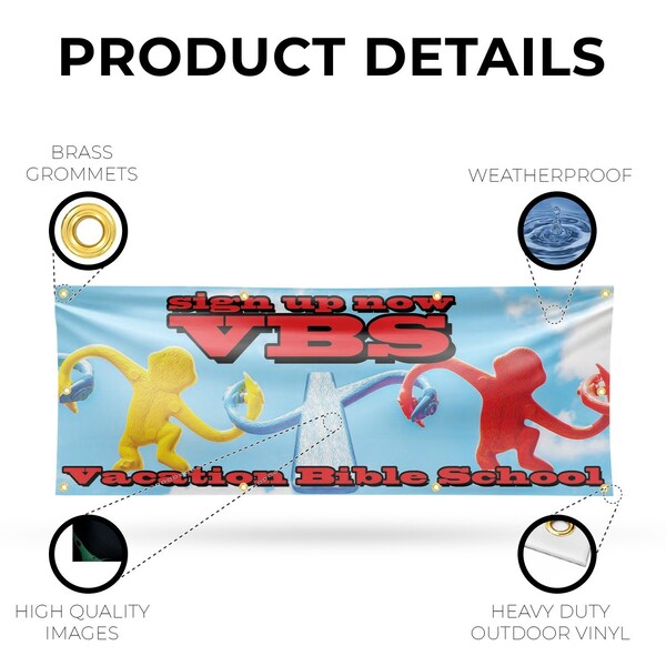Signmission VBS Sign Up Now, 36 Inch x 96 Inch, Vinyl Banner - B-96-30910