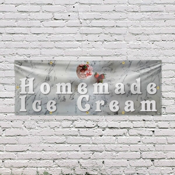 Signmission Homemade Ice Cream, 48 Inch x 120 Inch, Vinyl Banner - B-120-30696