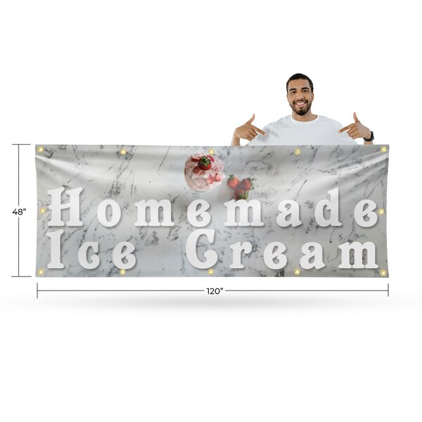 Signmission Homemade Ice Cream, 48 Inch x 120 Inch, Vinyl Banner - B-120-30696
