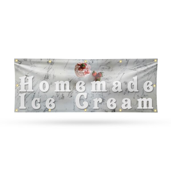 Signmission Homemade Ice Cream, 48 Inch x 120 Inch, Vinyl Banner - B-120-30696