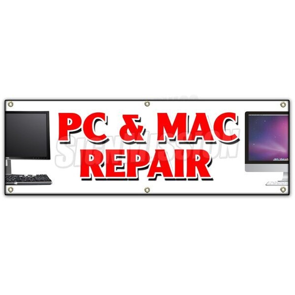 Signmission PC & MAC REPAIR BANNER SIGN computers laptop smartphone netbooks PCs - B-72 PC & MAC REPAIR