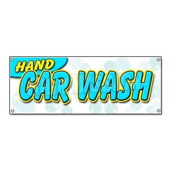 Signmission HAND CAR WASH BANNER SIGN detail wax car wash clean auto service - B-HAND CAR WASH
