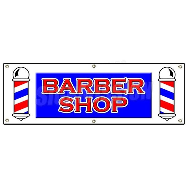 Signmission Barber Shop Banner Heavy Duty 13 Oz Vinyl with Grommets Single Sided - B-72 BARBER SHOP