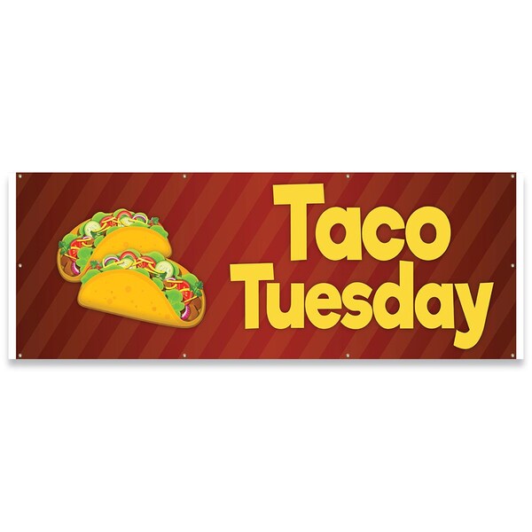 Signmission Taco Tuesday Banner Concession Stand Food Truck Single Sided - B-96-30161