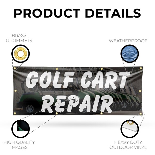 Signmission Golf Cart Repair, 36 Inch x 96 Inch, Vinyl Banner - B-96-30676