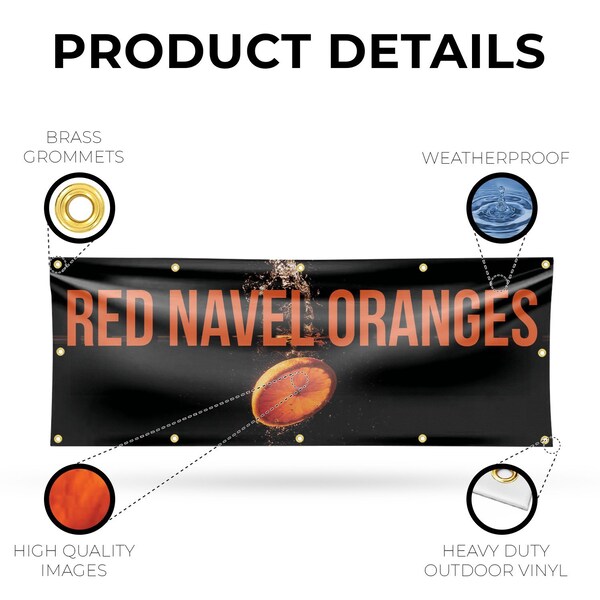 Signmission Red Navel Oranges, 48 Inch x 120 Inch, Vinyl Banner - B-120-30831