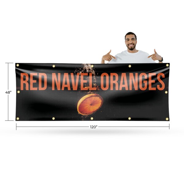 Signmission Red Navel Oranges, 48 Inch x 120 Inch, Vinyl Banner - B-120-30831