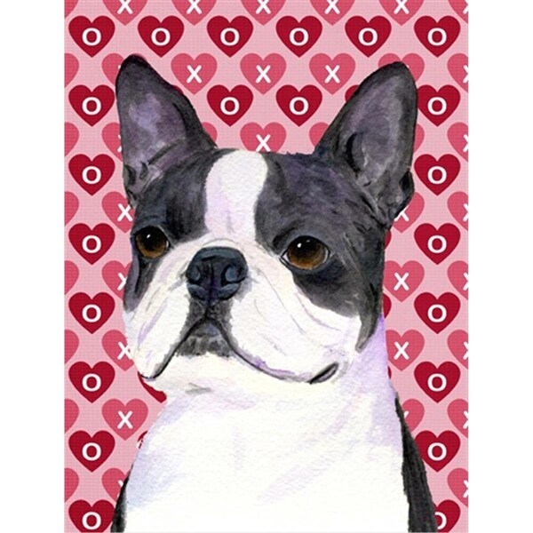 Patioplus 11 x 15 In. Boston Terrier Hearts Love Valentines Day Flag; Garden Size - PA892902