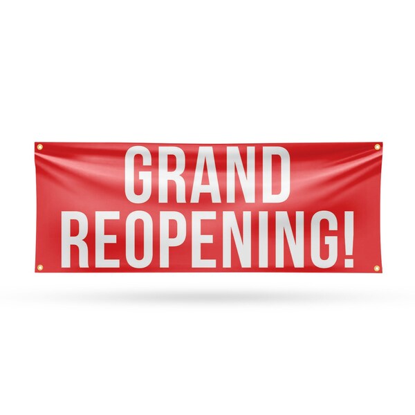 Signmission Grand Reopening, 18 Inch x 48 Inch, Vinyl Banner - B-30678
