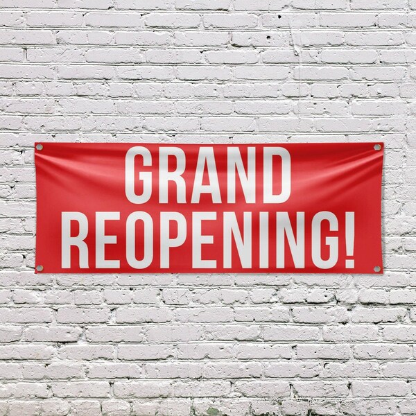 Signmission Grand Reopening, 18 Inch x 48 Inch, Vinyl Banner - B-30678