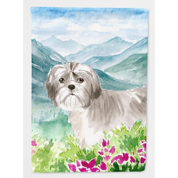 Patioplus Mountain Flowers Shih Tzu Puppy Flag Canvas House Size - PA2552990
