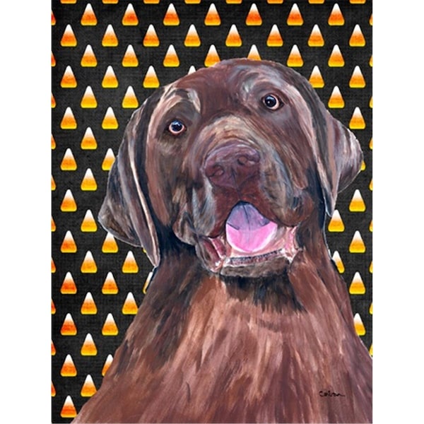 Patioplus 11 x 15 in. Labrador Chocolate Candy Corn Halloween Portrait Garden Size Flag - PA247134