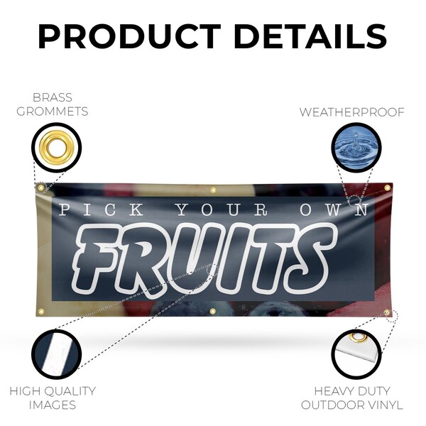 Signmission Pick Your Own Fruits, 24 Inch x 72 Inch, Vinyl Banner - B-72-30791