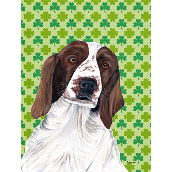 Patioplus 15 x 15 In. Welsh Springer Spaniel St. Patricks Day Shamrock Flag Garden - PA251955