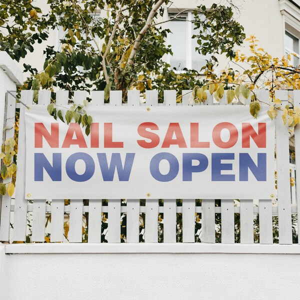 Signmission Nail Salon Now Open, 24 Inch x 72 Inch, Vinyl Banner - B-72-30748
