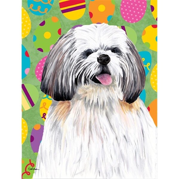 Patioplus 11 x 15 in. Shih Tzu Easter Eggtravaganza Garden Size Flag - PA251912