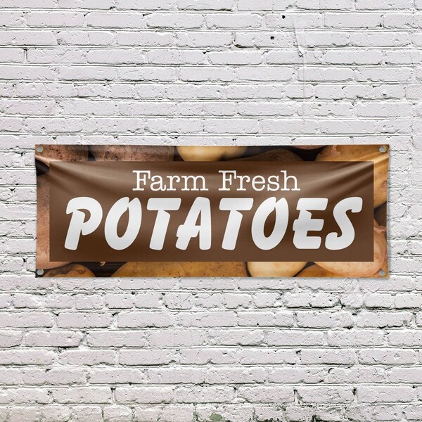 Signmission Farm Fresh Potatoes, 18 Inch x 48 Inch, Vinyl Banner - B-30610