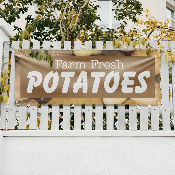Signmission Farm Fresh Potatoes, 18 Inch x 48 Inch, Vinyl Banner - B-30610