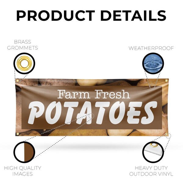 Signmission Farm Fresh Potatoes, 18 Inch x 48 Inch, Vinyl Banner - B-30610