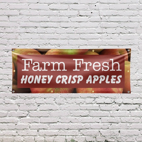 Signmission Farm Fresh Honey Crisp Apples, 36 Inch x 96 Inch, Vinyl Banner - B-96-30596