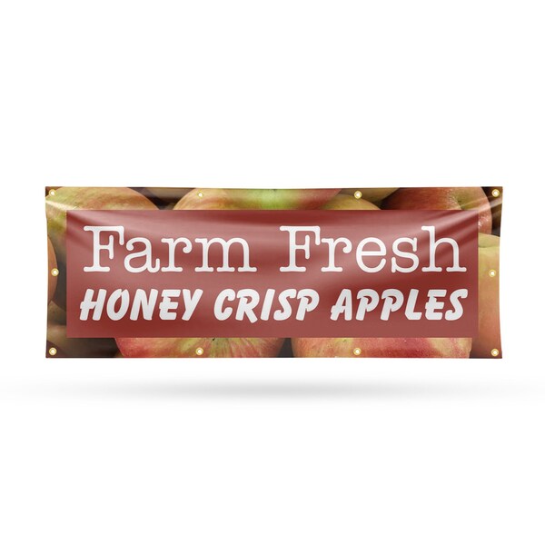 Signmission Farm Fresh Honey Crisp Apples, 36 Inch x 96 Inch, Vinyl Banner - B-96-30596