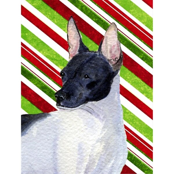 Patioplus 11 x 15 In. Rat Terrier Candy Cane Holiday Christmas Flag; Garden Size - PA892584