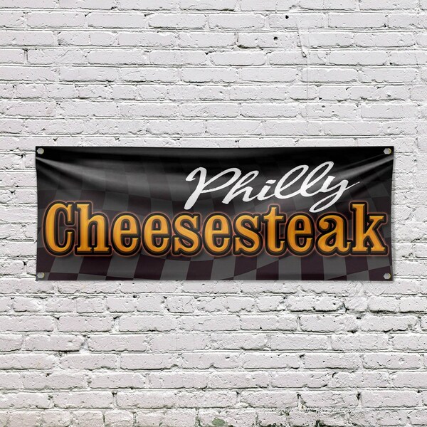 Signmission Philly Cheesesteak, 18 Inch x 48 Inch, Vinyl Banner - B-30786