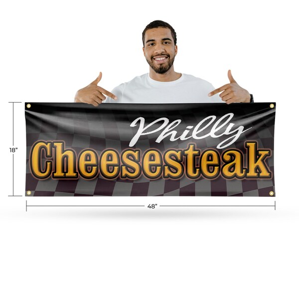 Signmission Philly Cheesesteak, 18 Inch x 48 Inch, Vinyl Banner - B-30786