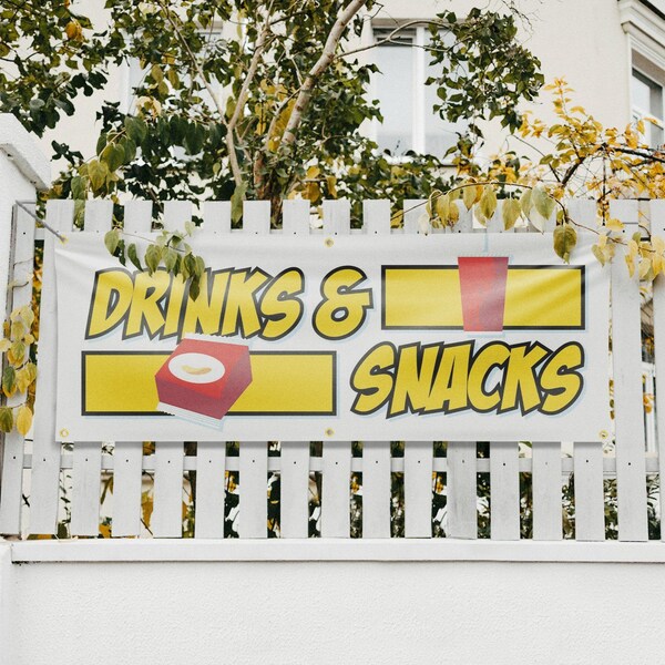 Signmission Drinks and Snacks, 24 Inch x 72 Inch, Vinyl Banner - B-72-30548