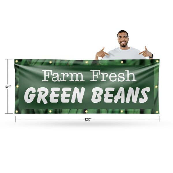 Signmission Farm Fresh Green Beans, 48 Inch x 120 Inch, Vinyl Banner - B-120-30595
