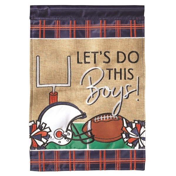 Magnolia Gardens 13 x 18 in Double Applique Football In Auburn Navy  Orange Polyester Garden Flag - M010087