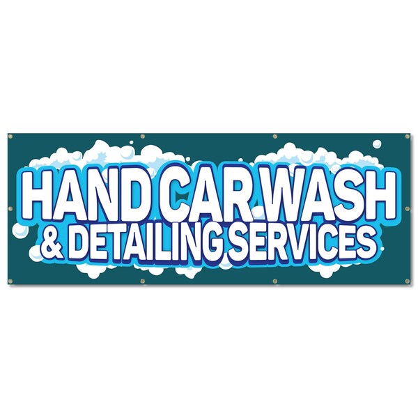 Signmission Hand Car Wash, 36 Inch, Banner - B-96-30388