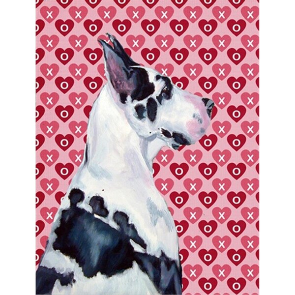Patioplus 11 x 15 in. Great Dane Hearts Love And Valentines Day Portrait Flag Garden Size - PA631441
