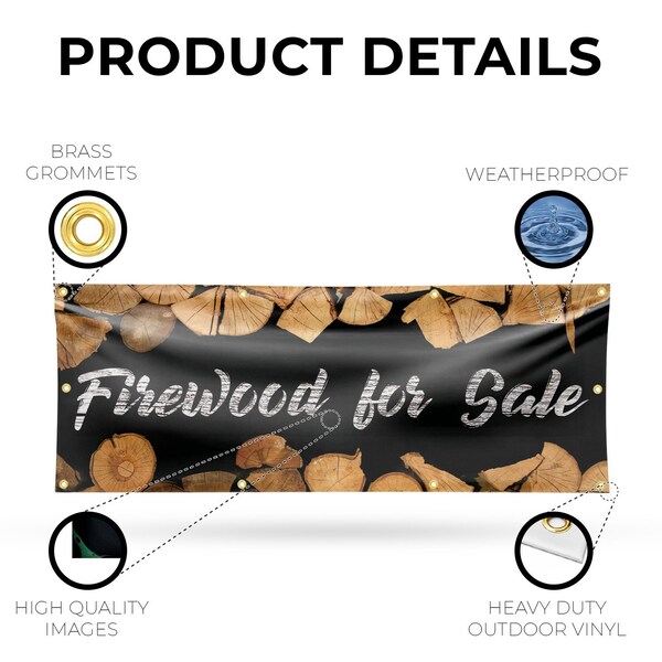 Signmission Firewood For Sale, 36 Inch x 96 Inch, Vinyl Banner - B-96-30628