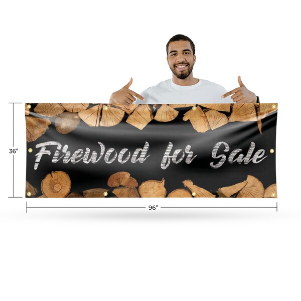 Signmission Firewood For Sale, 36 Inch x 96 Inch, Vinyl Banner - B-96-30628