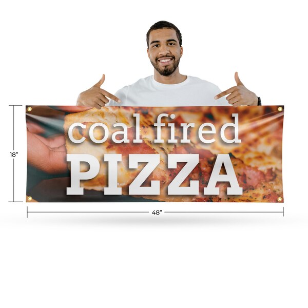 Signmission Coal Fired Pizza, 18 Inch x 48 Inch, Vinyl Banner - B-30517